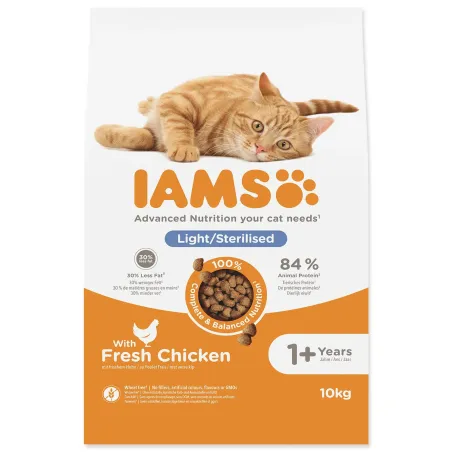 IAMS hrana za mačke, odrasle/starejše, za nadzor teže/sterilizirane, piščanec, 10 kg