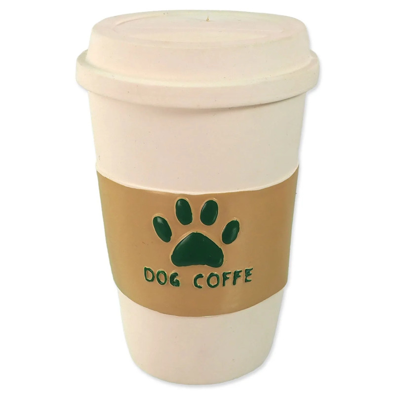Igrača Dog Fantasy lateks skodelica kave z zvokom, bela, 12 cm