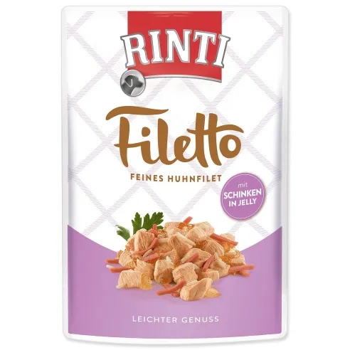 Vrečka Rinti Filetto Adult piščanec in šunka v želeju 100 g