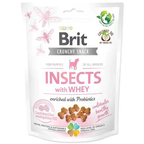 Poslastica Brit Care Dog Crunchy Cracker Insocts Puppy, sirotka in probiotiki 200g