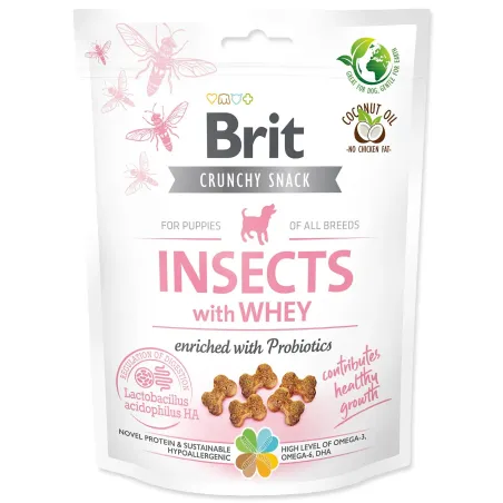 Poslastica Brit Care Dog Crunchy Cracker Insocts Puppy, sirotka in probiotiki 200g