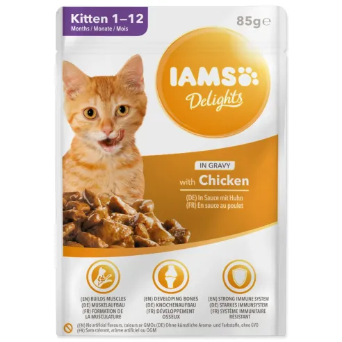 Vrečka IAMS Delights Kitten piščanec v omaki 85 g