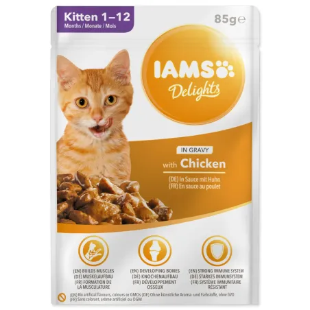Vrečka IAMS Delights Kitten piščanec v omaki 85 g