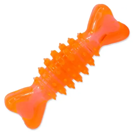 Igrača Dog Fantasy: gumijasta kost-valj, oranžna, 12 cm