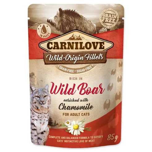 Vrečka Carnilove Cat divja svinja s kamilico 85 g