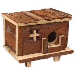 Hišica Small Animals, lesena brunarica z lubjem 18x13x13,5cm