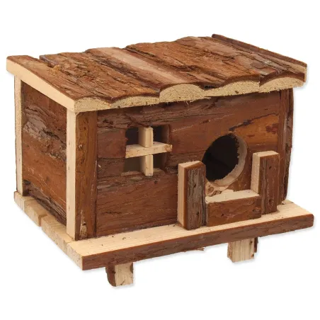 Hišica Small Animals, lesena brunarica z lubjem 18x13x13,5cm