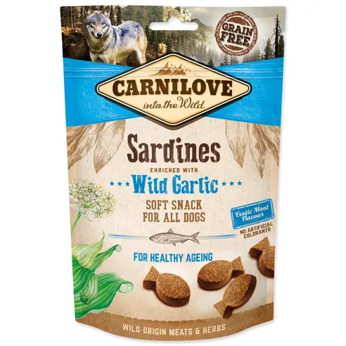 Poslastica Carnilove Dog Soft Snack sardinke z medvedjim česnom 200g