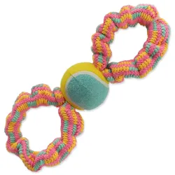 Igrača Dog Fantasy za vlečenje v obliki osmice s teniško žogico, barvit vzorec 1, 27 cm