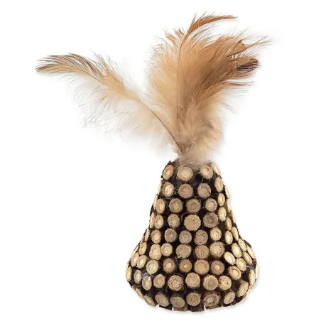 Igrača Magic Cat Natural Fun stožec z naravnimi peresi, oblepljen z lesom 13cm