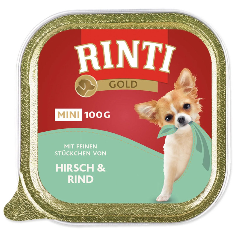 Posodica Rinti Gold Adult Mini jelen in govedina 100 g'}
