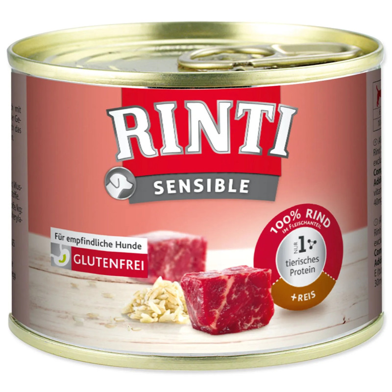 Konzerva Rinti sensible Adult govedina in riž 185 g