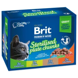 Vrečka Brit Premium Cat Meat Sterilisod mix v omaki Multi 12x100g