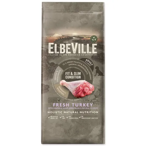Hrana ELBEVILLE za odrasle vseh pasem — Fit and Slim, s svežim puranom, 11,4 kg