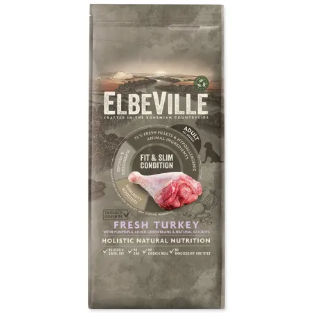 Hrana ELBEVILLE za odrasle vseh pasem — Fit and Slim, s svežim puranom, 11,4 kg