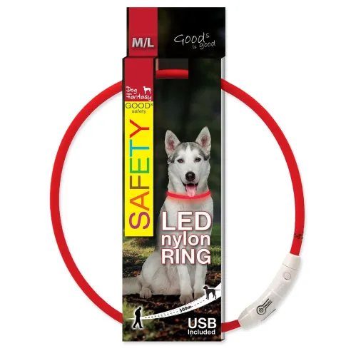 Ovratnica Dog Fantasy LED najlonska rdeča 65 cm