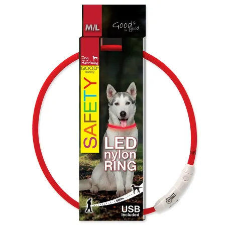 Ovratnica Dog Fantasy LED najlonska rdeča 65 cm