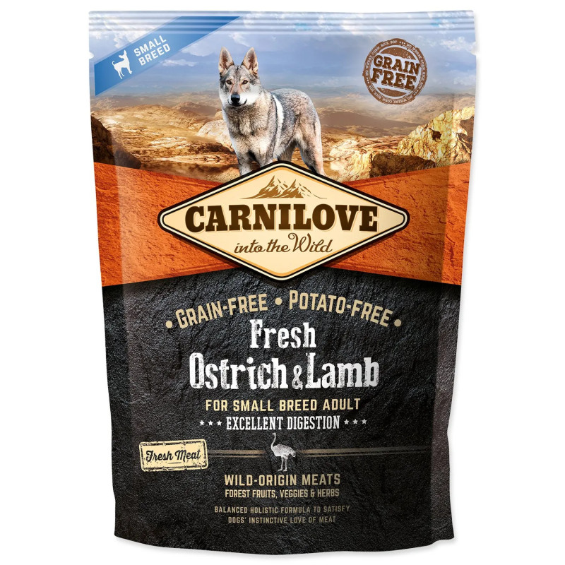 Hrana Carnilove za pse majhnih pasem, sveži noj in jagnjetina, 1,5 kg
