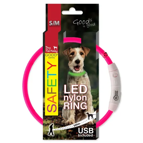 Ovratnik Dog Fantasy LED najlon roza 45cm