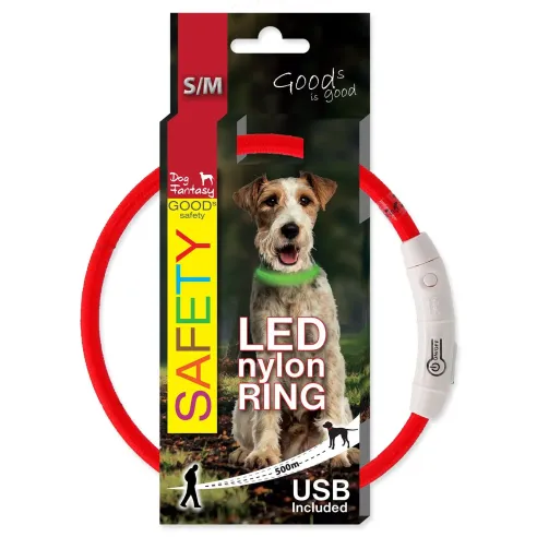 Ovratnica Dog Fantasy LED najlonska rdeča 45 cm