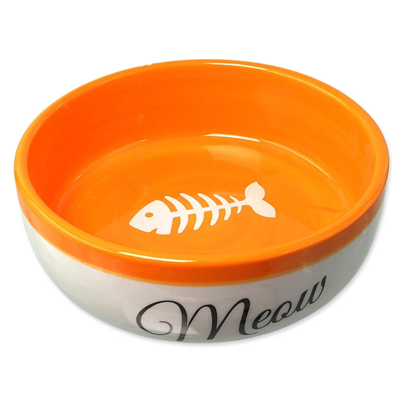 Skleda Magic Cat keramična bela/oranžna Meow 13,4x4cm, 170ml