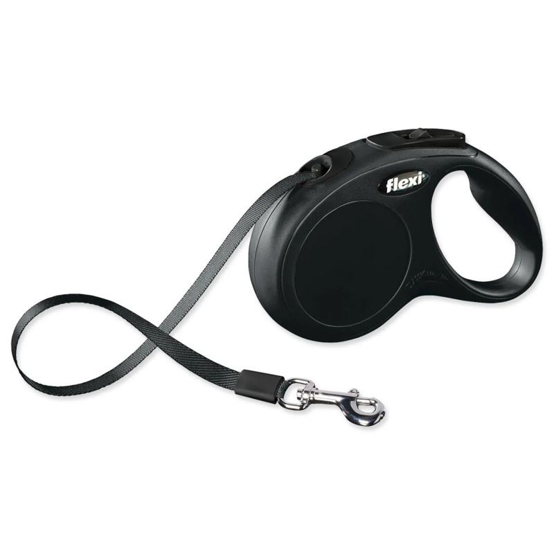 Povodec Flexi Classic New trak S, črn, 5 m