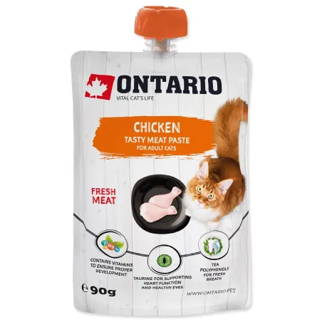 Ontario mesna poslastica za mucke, piščančja pašteta iz svežega mesa, 90 g