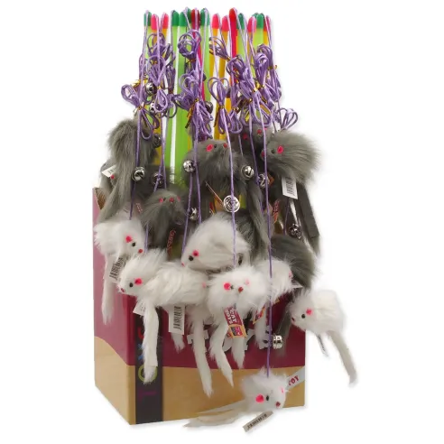 Igrača Magic Cat palica z miško in zvončkom z mačjo meto 17cm+49cm 24ks