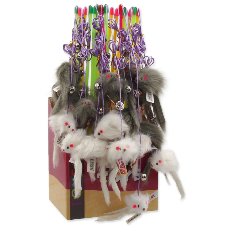 Igrača Magic Cat palica z miško in zvončkom z mačjo meto 17cm+49cm 24ks
