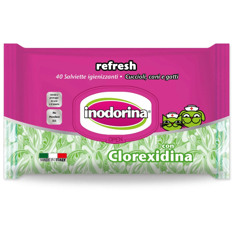 Čistilni robčki Inodorina, klorheksidin, 40 kosov