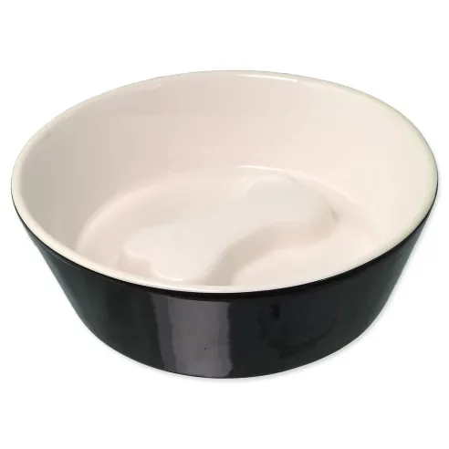 Posoda za pse Dog Fantasy keramična črno/bela, motiv kost 18x6cm, 650ml