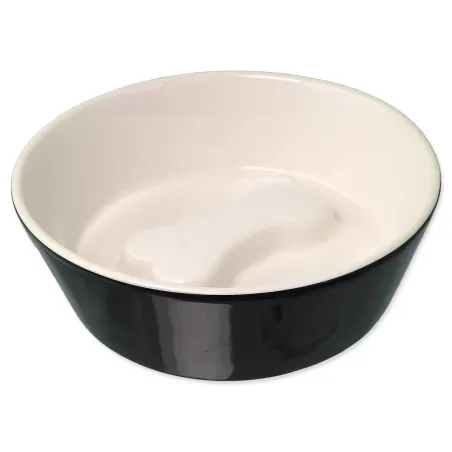 Posoda za pse Dog Fantasy keramična črno/bela, motiv kost 18x6cm, 650ml