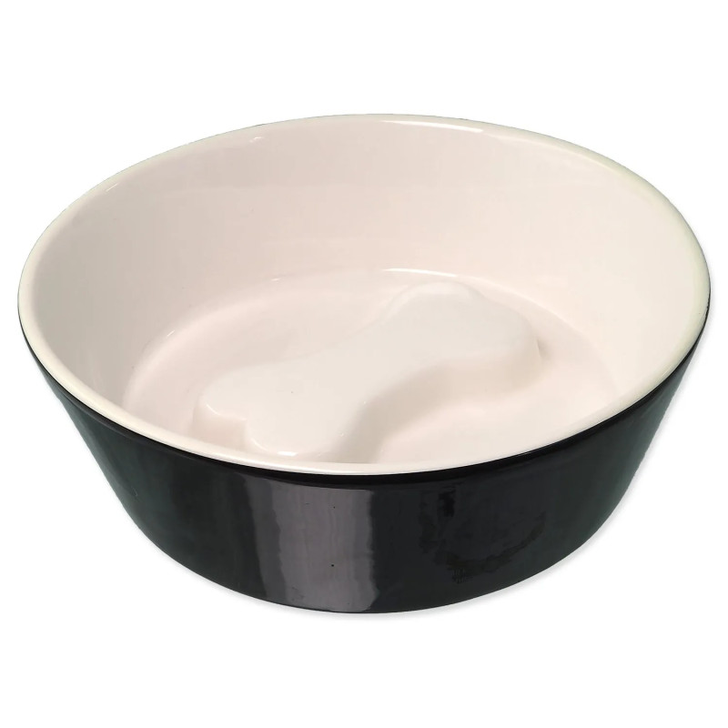 Posoda za pse Dog Fantasy keramična črno/bela, motiv kost 18x6cm, 650ml