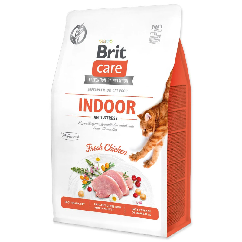 Hrana Brit Care Cat brez žitaric za notranje mačke, protistresna 0,4 kg