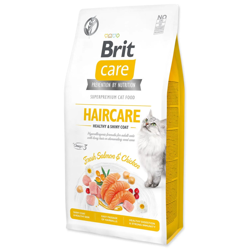 Hrana Brit Care Cat brez žitaric Nega dlake Healthy & Shiny Coat 7 kg