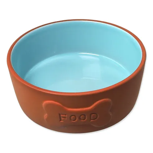 Skleda Dog Fantasy keramična FOOD opečno/modra 13x5cm, 350ml