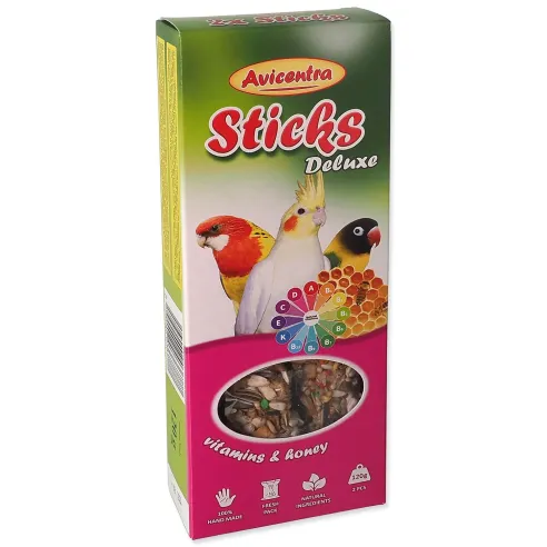 Palčka Avicentra Deluxe za male papagaje, z vitamini in medom 2 kosa