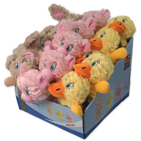 Igrače Dog Fantasy Playful Box kmetijske živali s piskačem, mix, 21 cm, 24 kosov