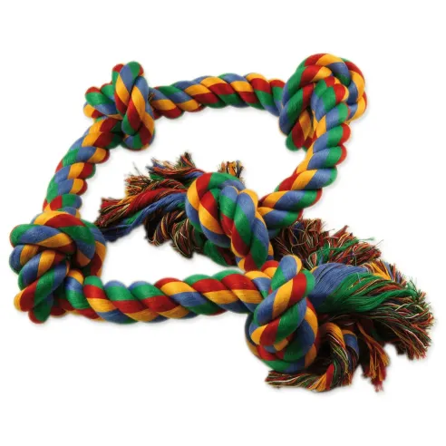 Igrača Dog Fantasy bombažen vozel, pisan, 5 vozlov, 95 cm