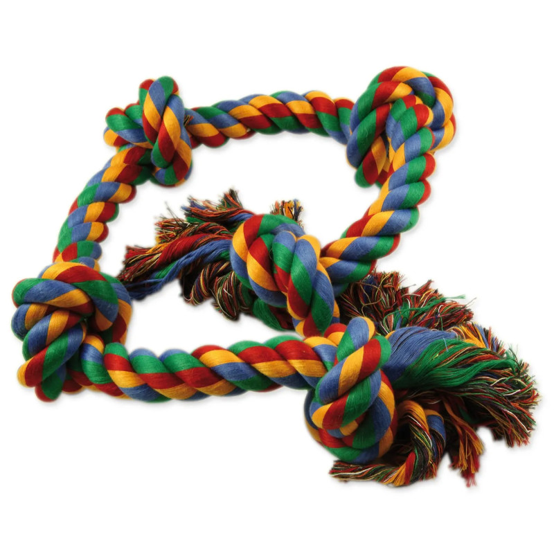 Igrača Dog Fantasy bombažen vozel, pisan, 5 vozlov, 95 cm