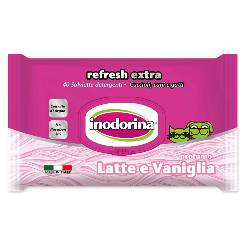 Robčki Inodorina Mleko in Vanilija 40 kosov