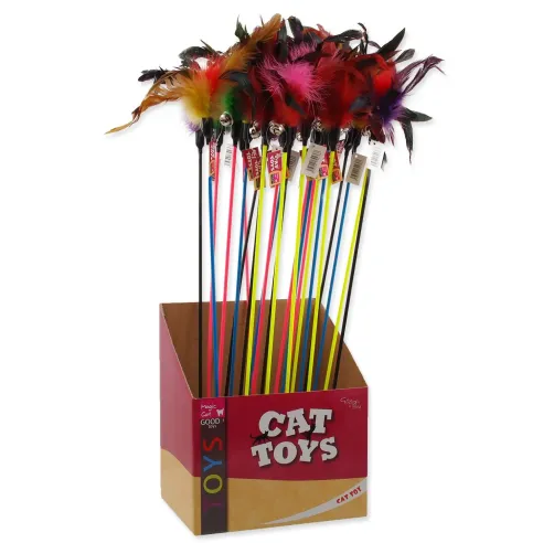 Igrača Magic Cat palica s perjem in zvončkom 17cm+49cm 24 kos