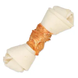 Poslastica Trixie DentaFun bivolova koža obložena s piščančjim mesom, kost 11 cm 70 g 2 kosi