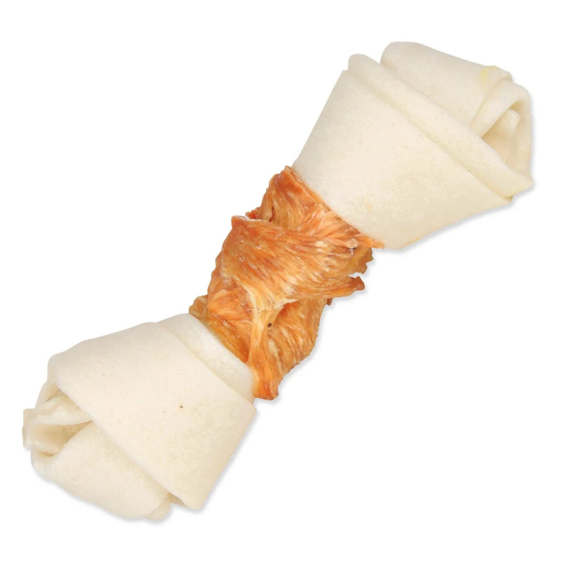 Poslastica Trixie DentaFun bivolova koža obložena s piščančjim mesom, kost 11 cm 70 g 2 kosi
