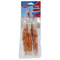 Poslastica Trixie DentaFun bivolska koža obložena s piščančjim mesom, zvitki 17 cm, 3 kosi