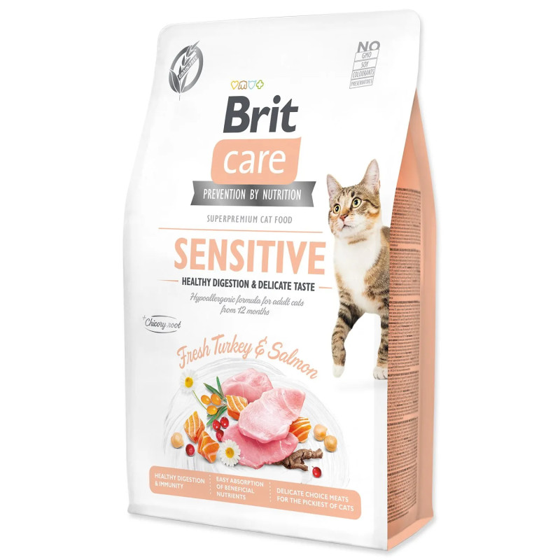 Hrana za mačke Brit Care Cat brez žitaric sensitive Zdravo prebavljanje & Nežen okus 2kg