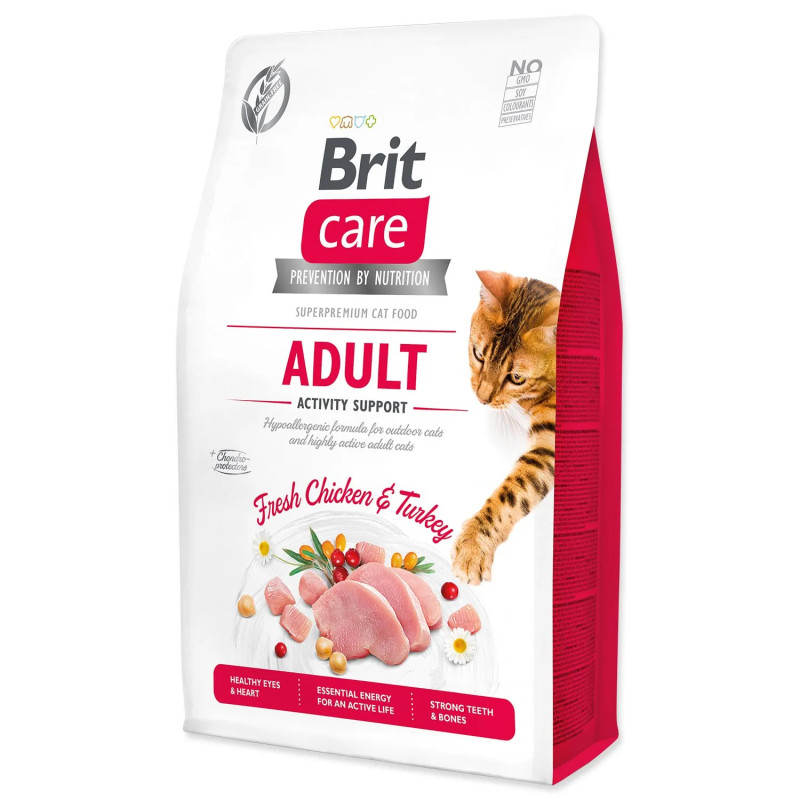 Hrana Brit Care Cat brez žitaric za odrasle — podpora aktivnosti 2 kg