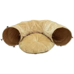 Tunel Magic Cat plišast v obliki U z blazinico bež 95x26cm