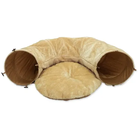 Tunel Magic Cat plišast v obliki U z blazinico bež 95x26cm