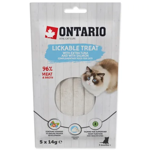 Poslastica Ontario lizalna extra tunina in losos 5x14g